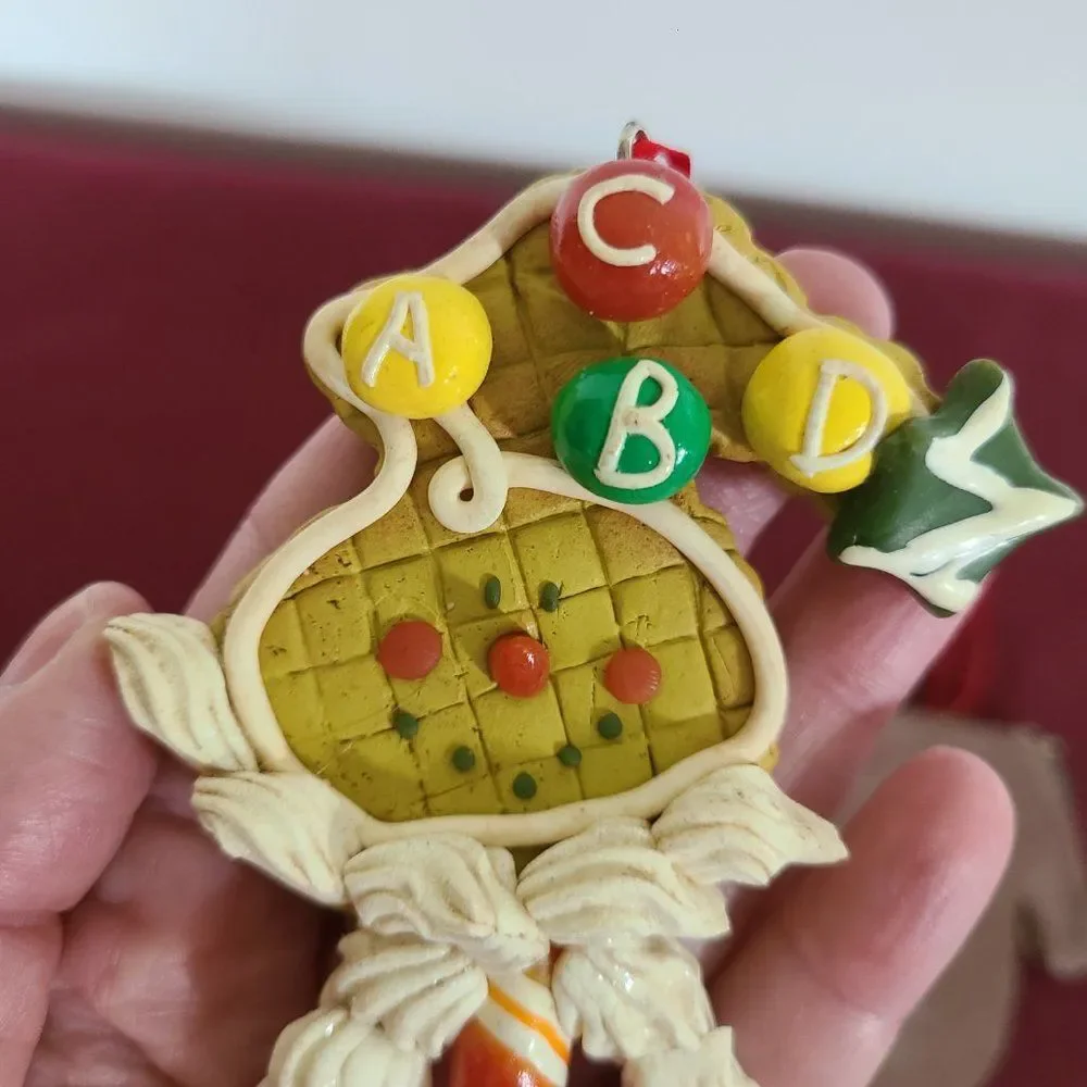 Vintage Mitten Gingerbread Cookie & Peppermint Stick Cookie Christmas Ornaments
